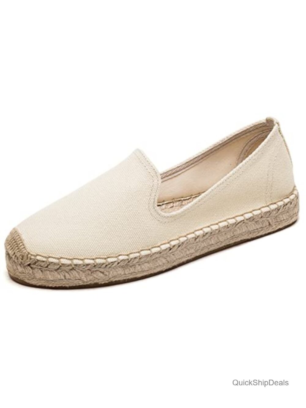 Canvas Cap-Toe Slip-On Espadrille Loafers Platform Shoes